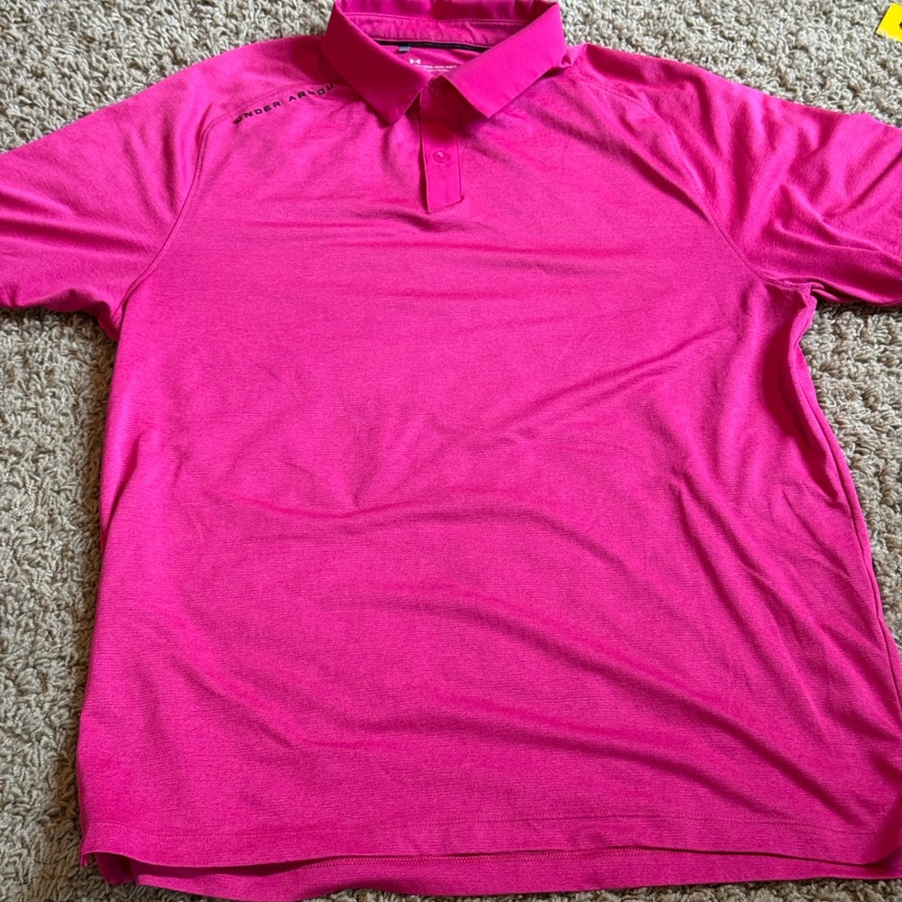 Under Armour Men's Bright Pink Polo Shirt Size L